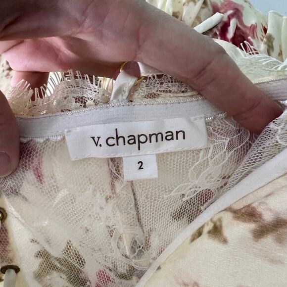 V. Chapman The Fiorenza Dress in English Rose Size 2 Midi Floral Corset Lace - Picture 13 of 13